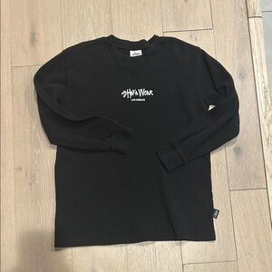 Black Long Sleeve Waffle Shirt